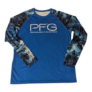 Columbia PFG Realtree Horizon Blue Camo Omni Shade LS Fishing Shirt Men's XL